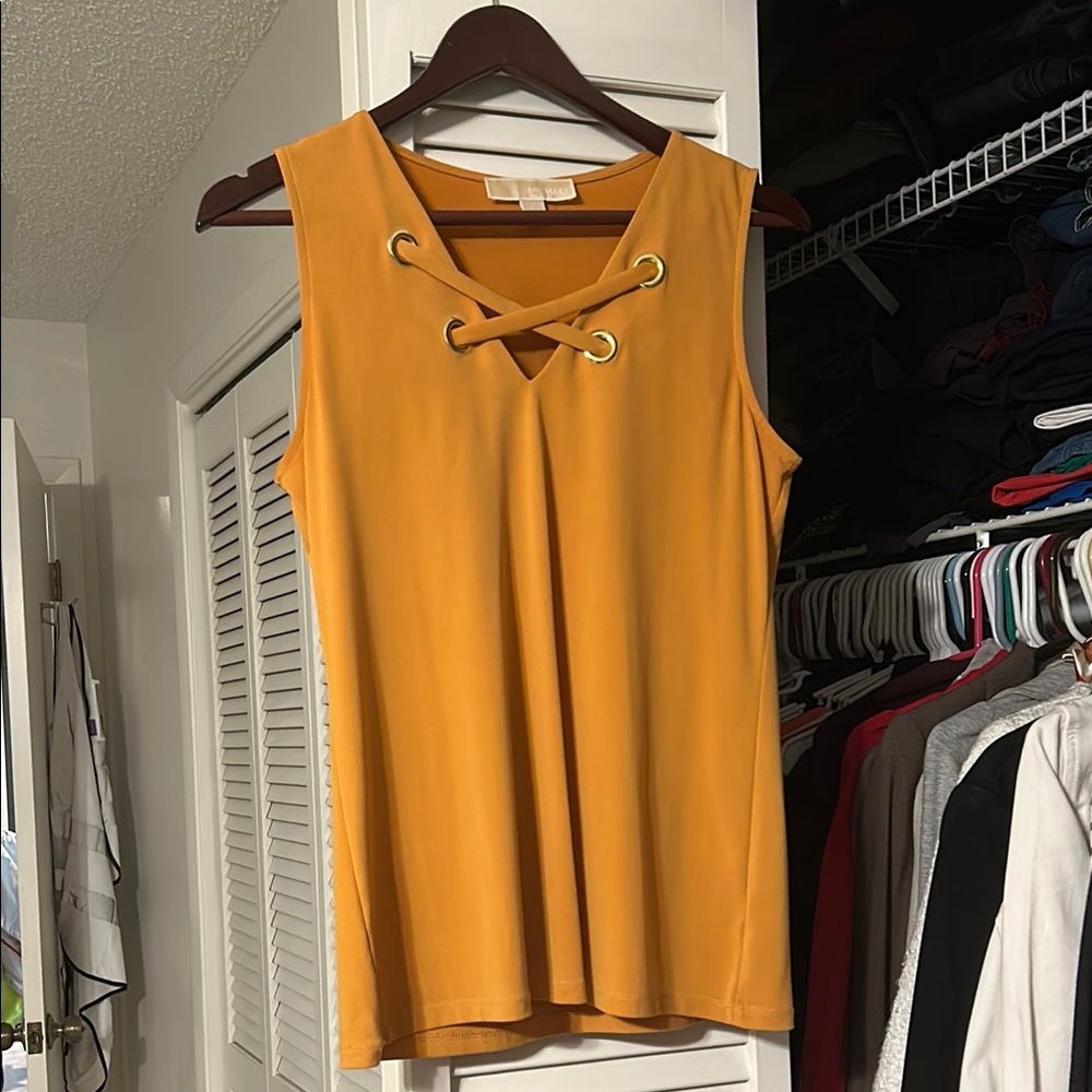 MICHAEL Michael Kors Yellow Tank Top with Tie Front